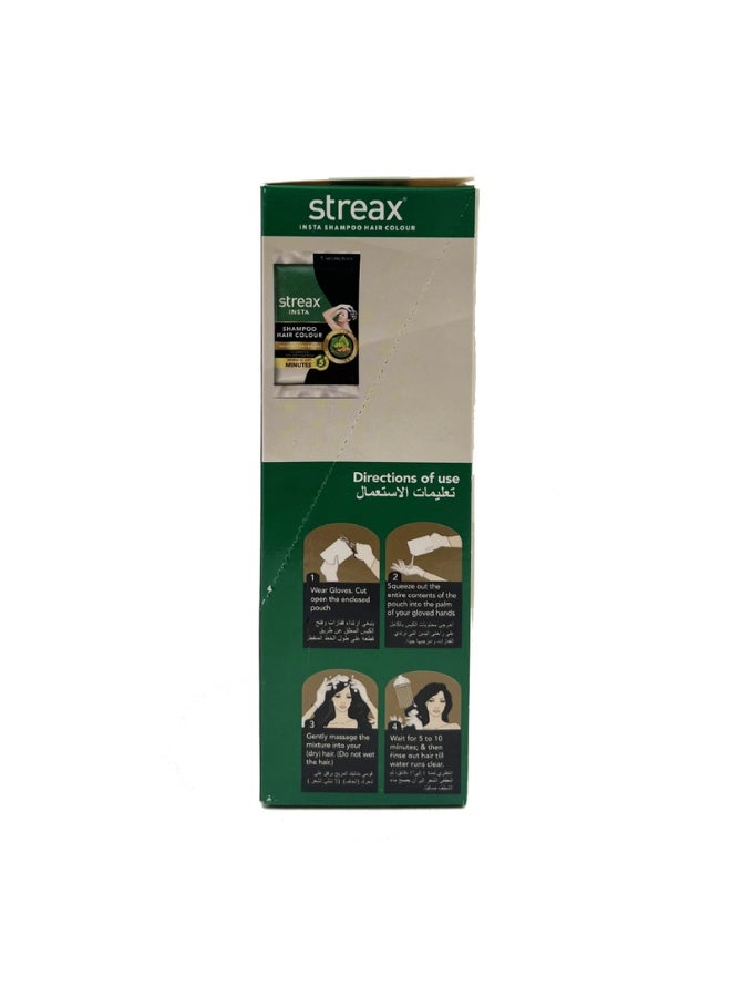 Streax Insta Shampoo Hair Colour - 01 Natural Black Pack of 5 - Image 3